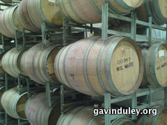 Empty oak barrels